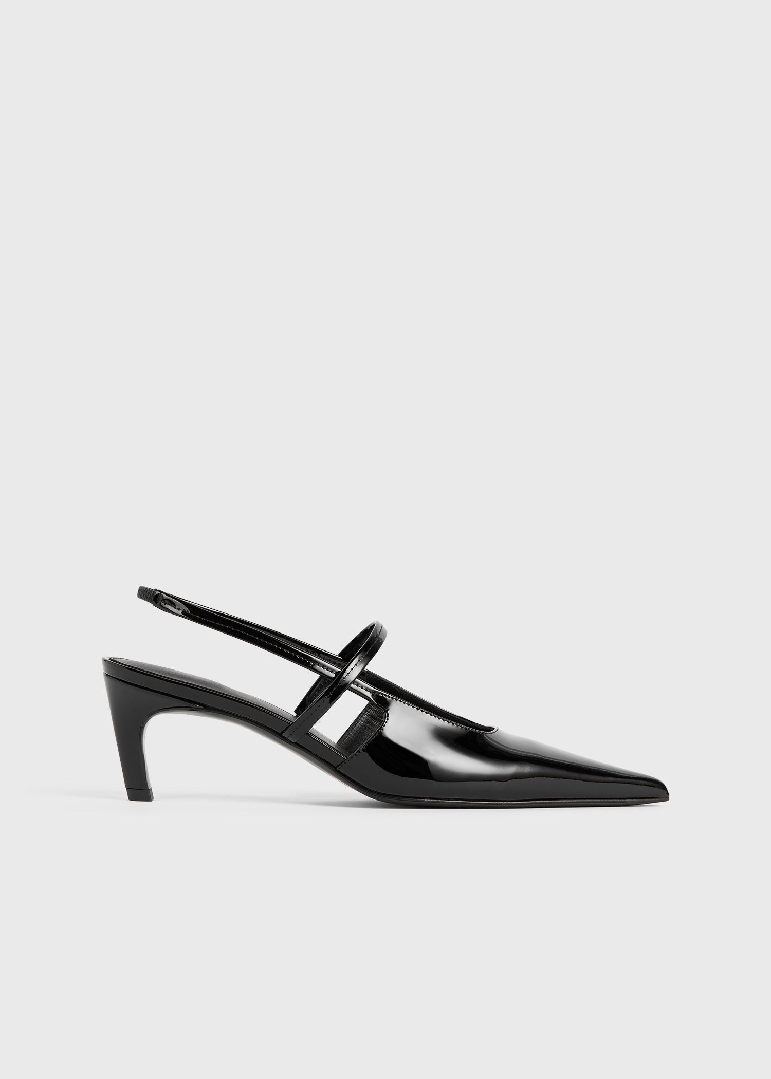 Sharp patent slingbacks black