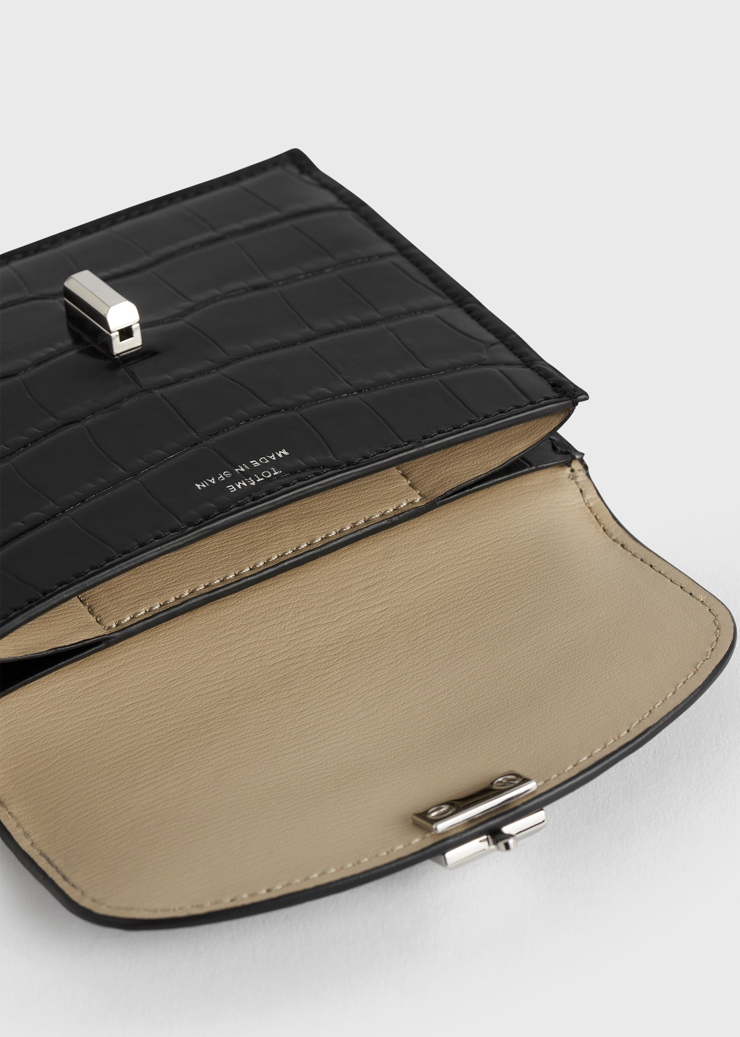 T-lock croco-embossed cardholder black