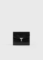 T-lock croco-embossed cardholder black
