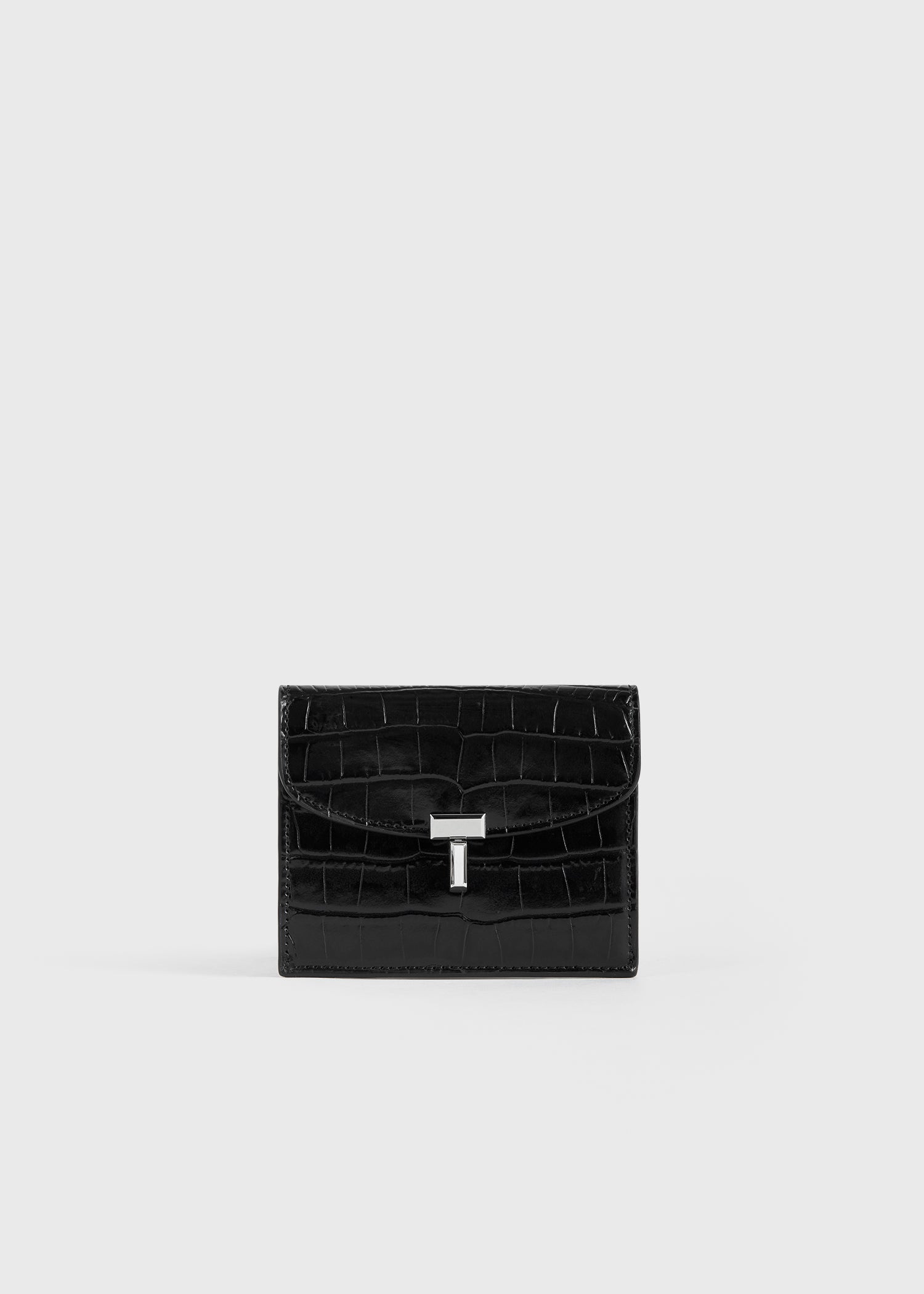 T-lock croco-embossed cardholder black