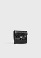 T-lock croco-embossed cardholder black