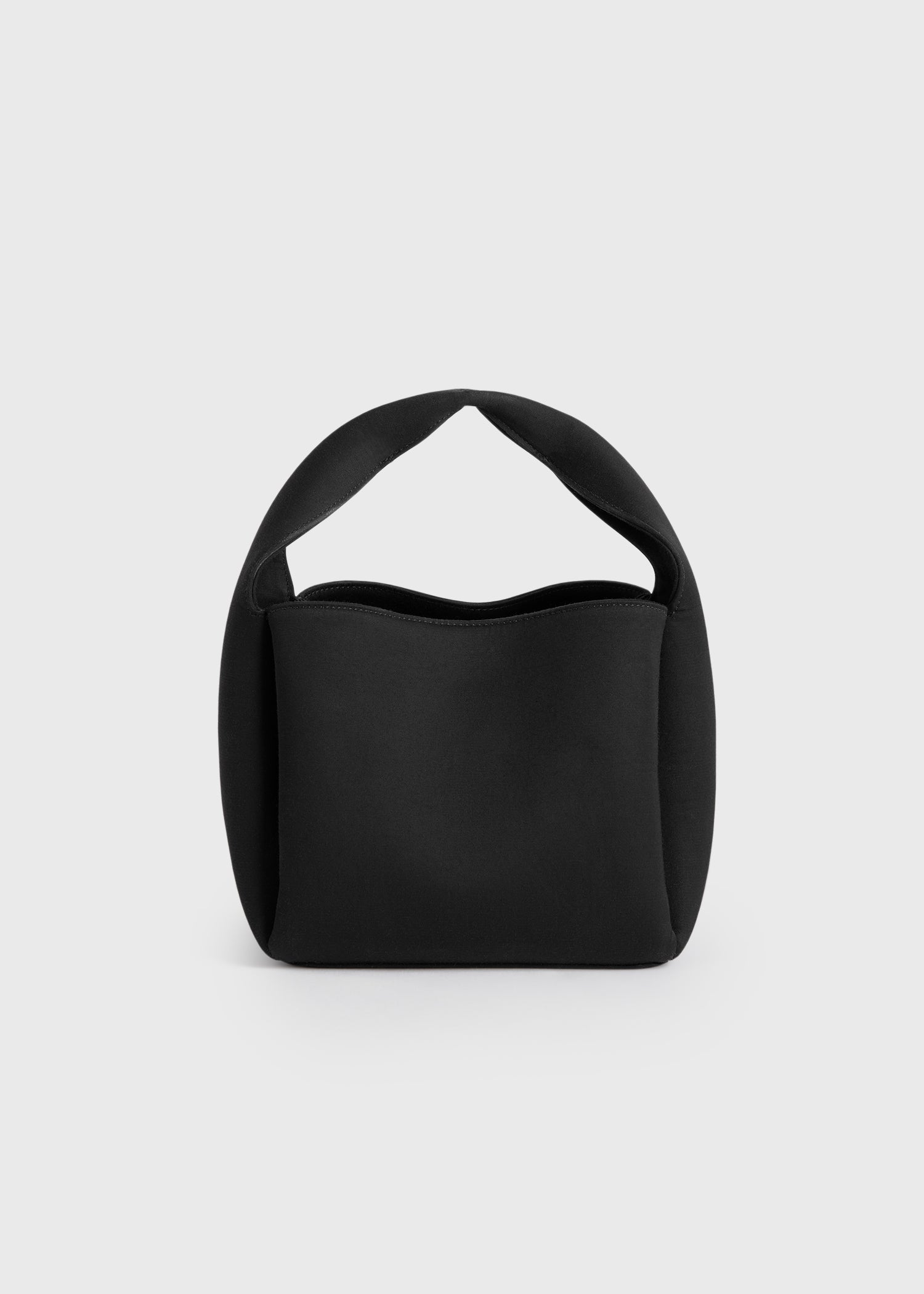 Petite satin bucket bag black