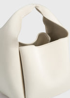 Petite satin bucket bag ecru