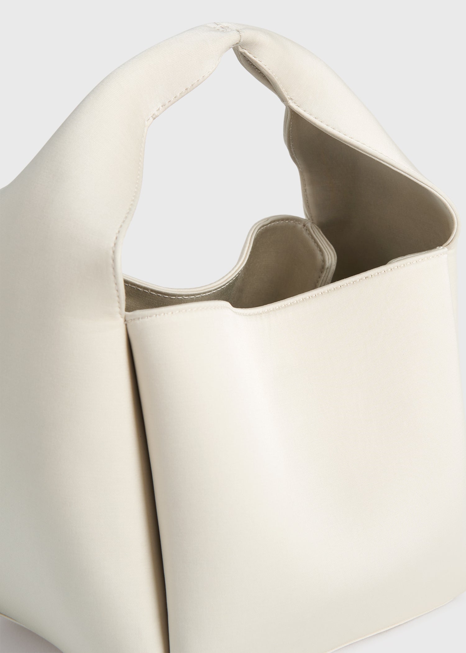 Petite satin bucket bag ecru