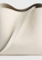 Petite satin bucket bag ecru