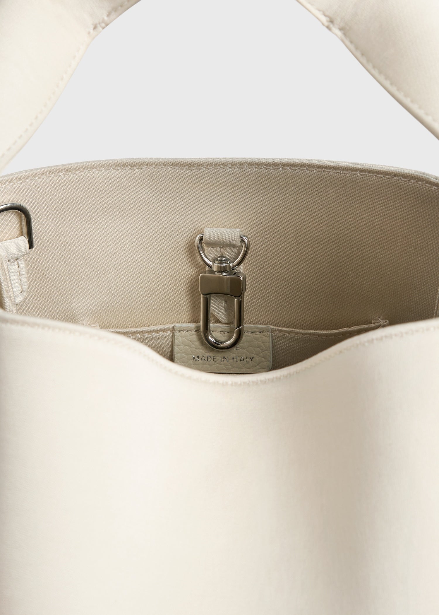 Petite satin bucket bag ecru