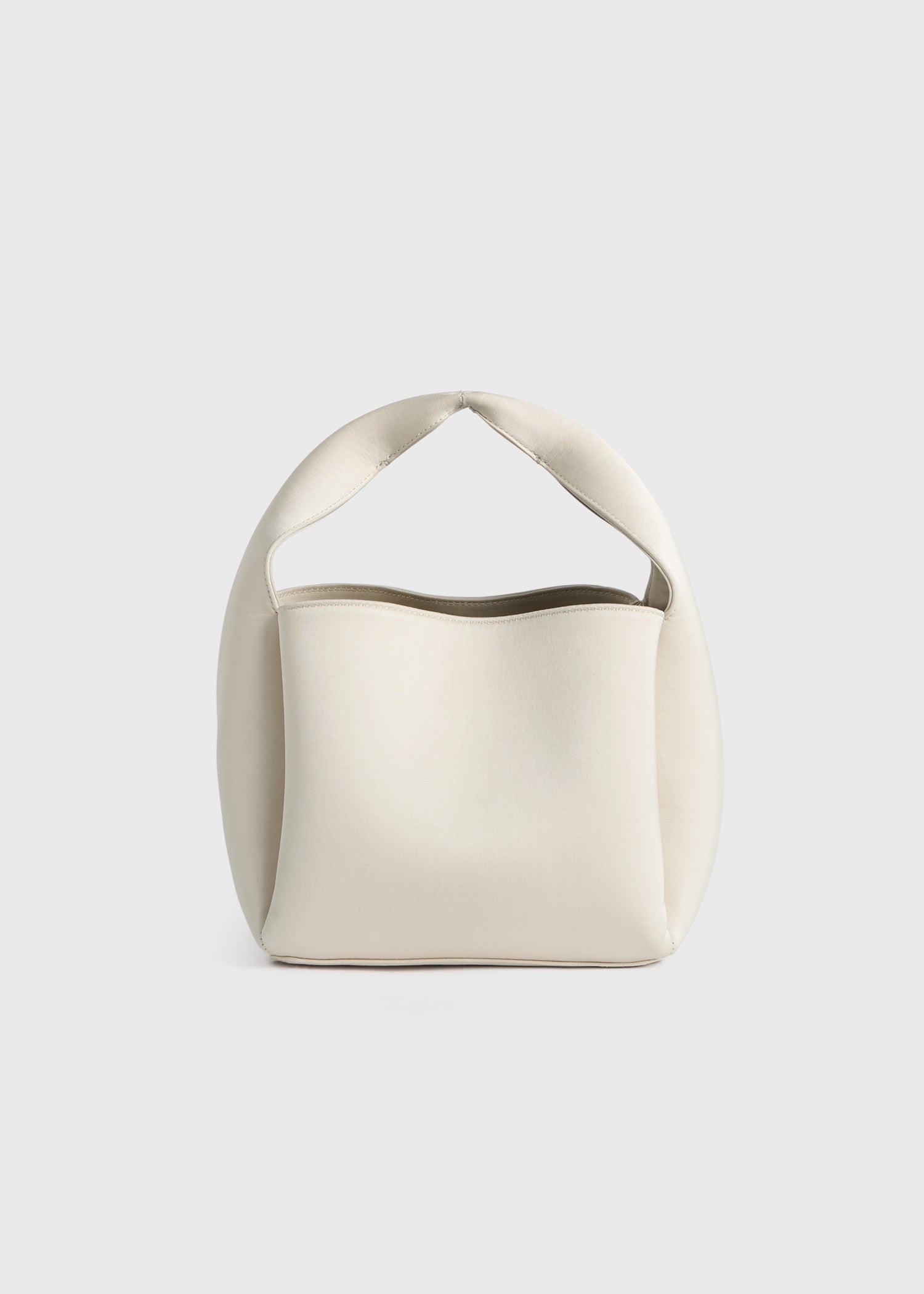 Petite satin bucket bag ecru