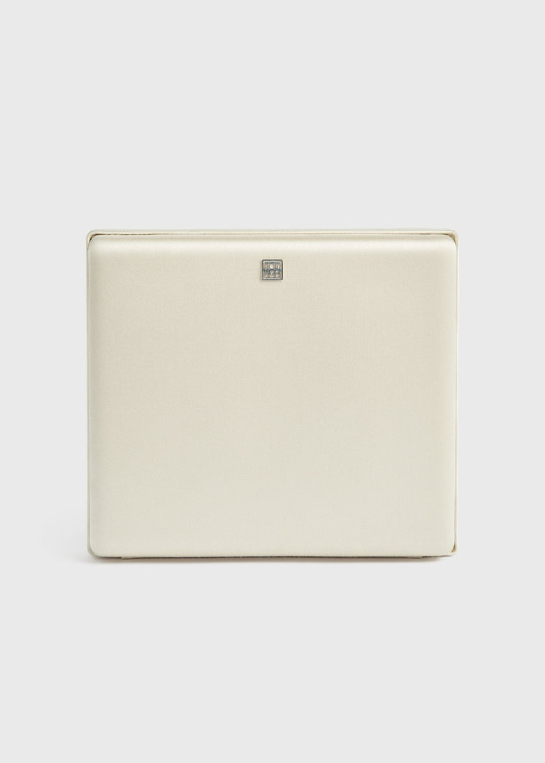 Satin box clutch ecru