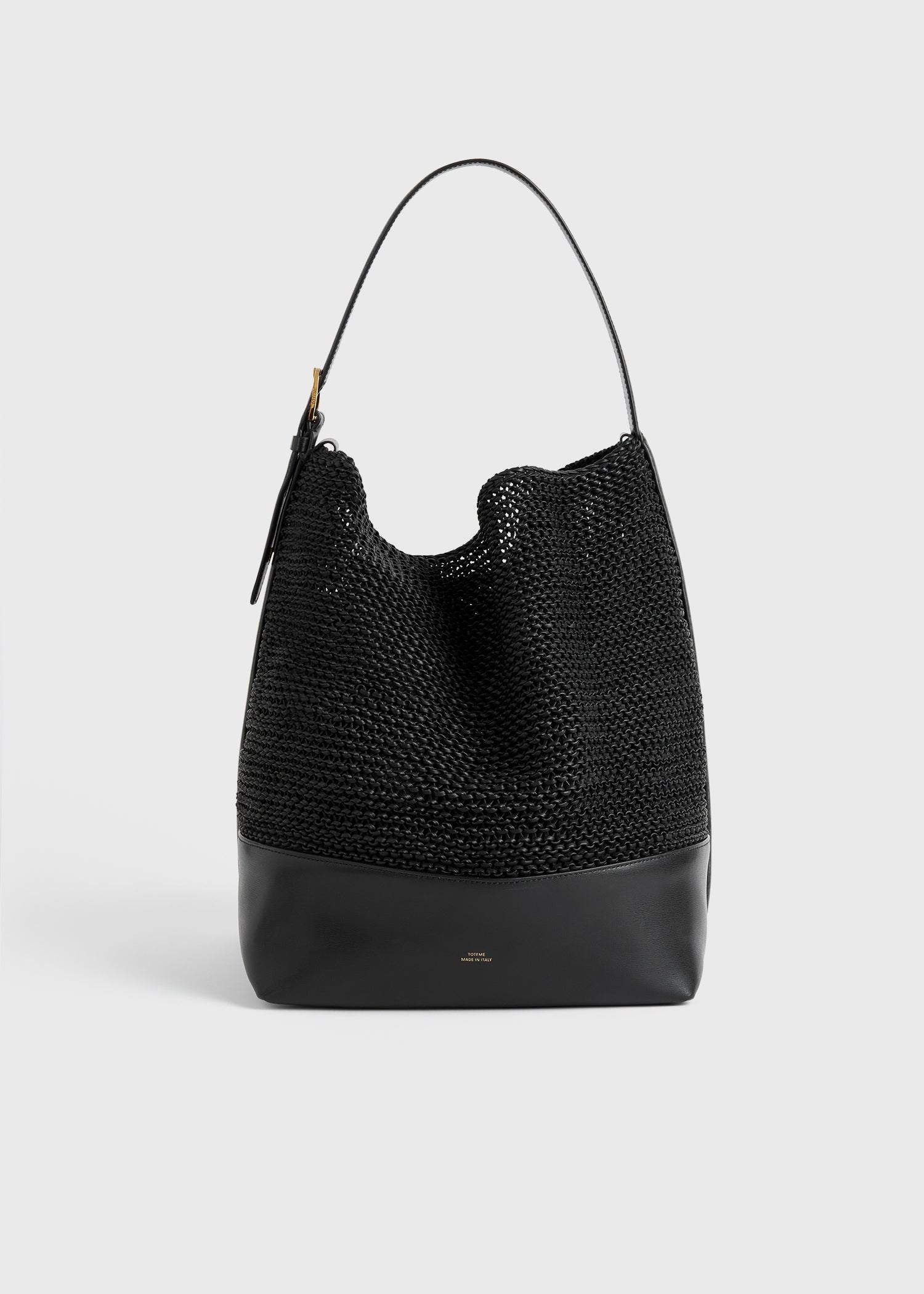 Belted woven-leather tote black from Toteme - $1,690