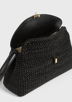 T-lock woven-leather clutch black