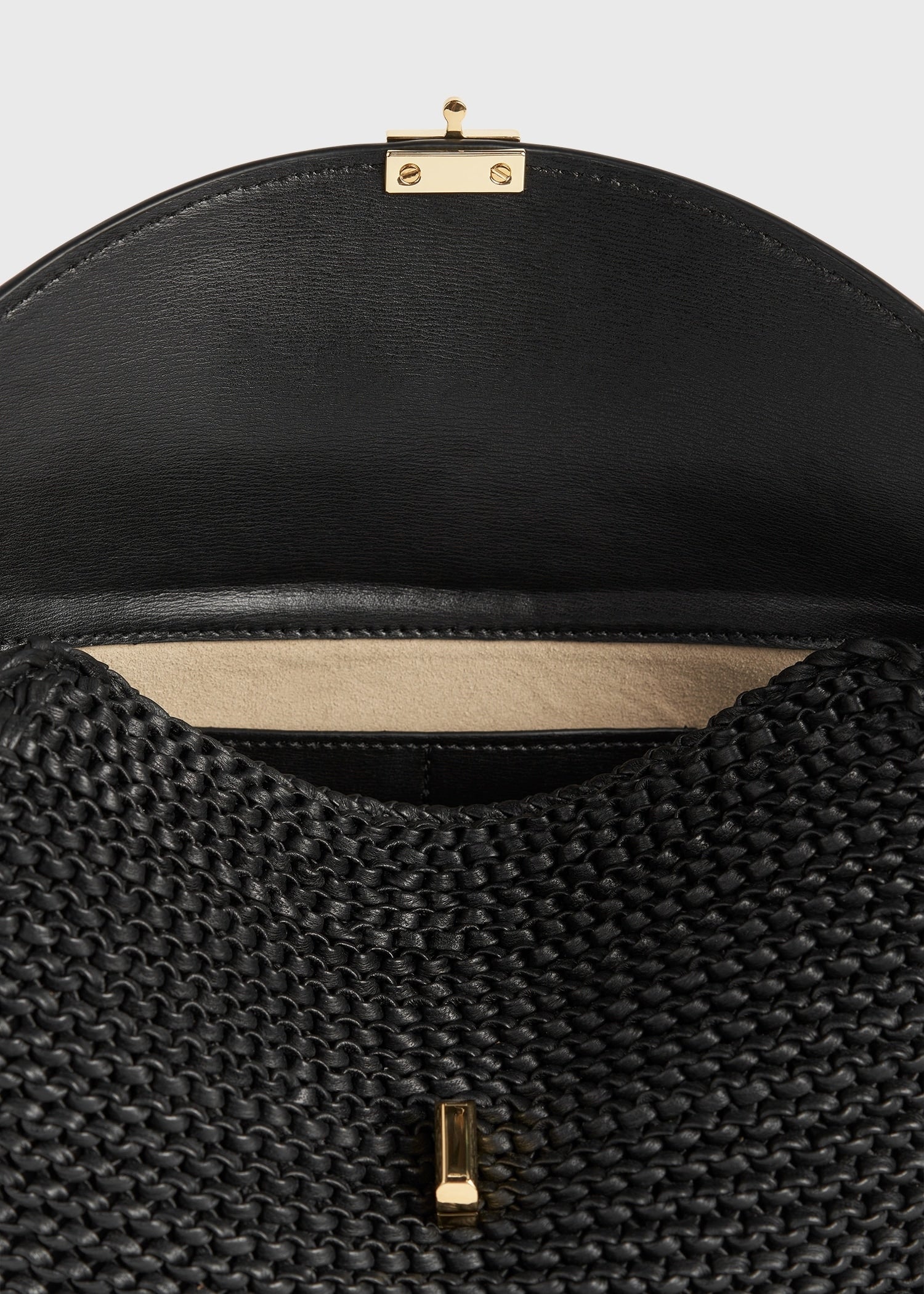 T-lock woven-leather clutch black