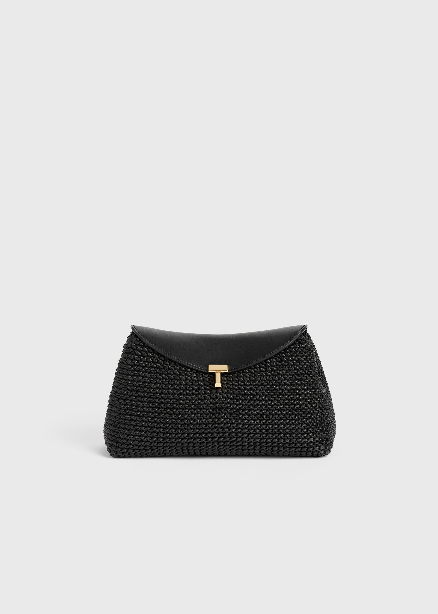 T-lock woven-leather clutch black from Toteme - $1,490