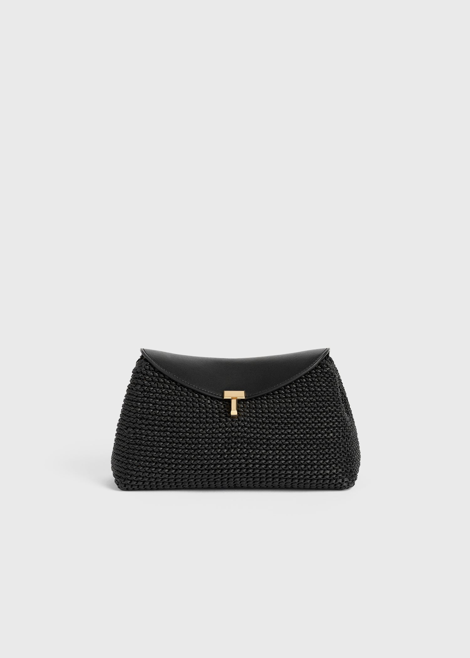 T-lock woven-leather clutch black