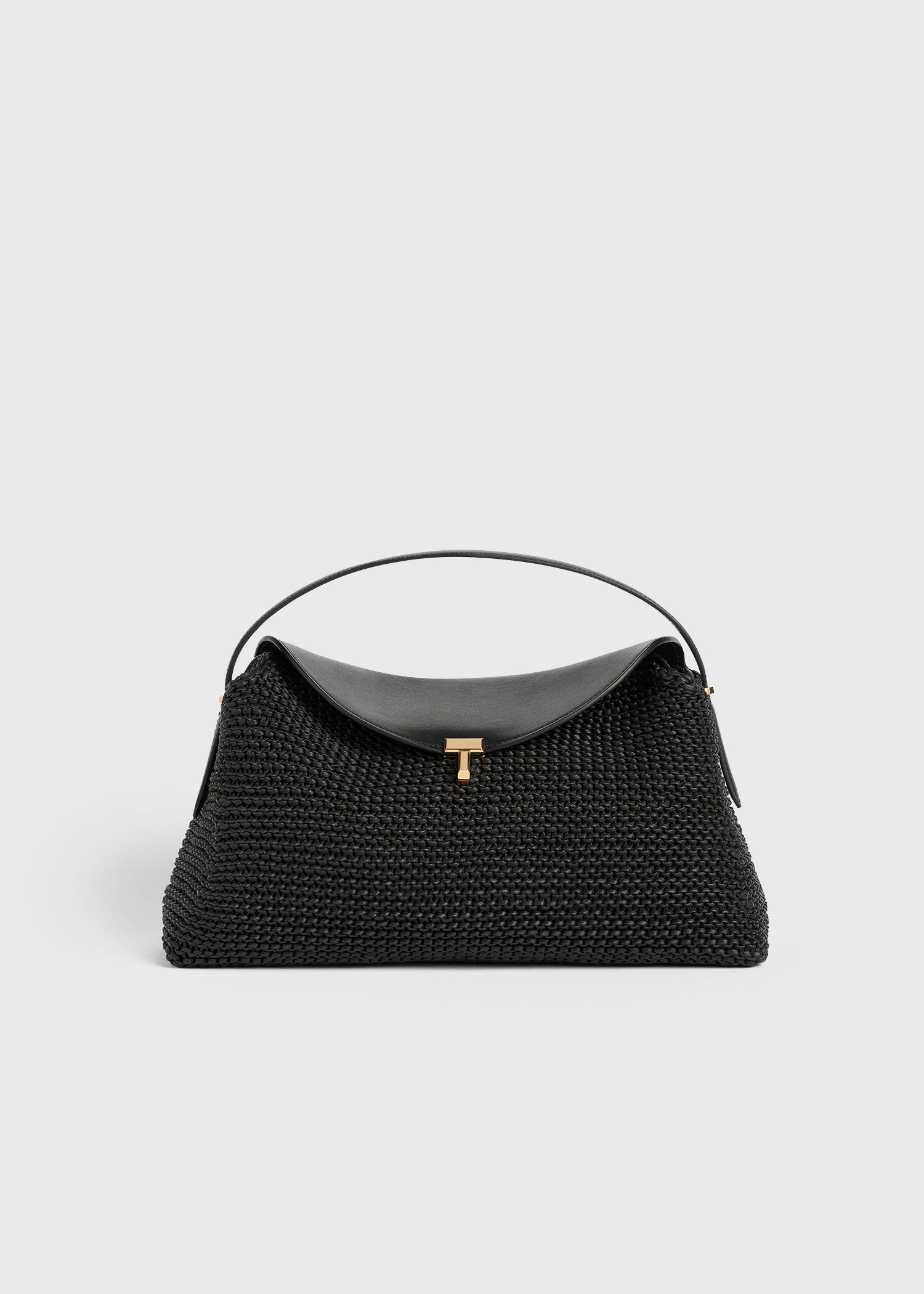 T-lock woven-leather top handle black