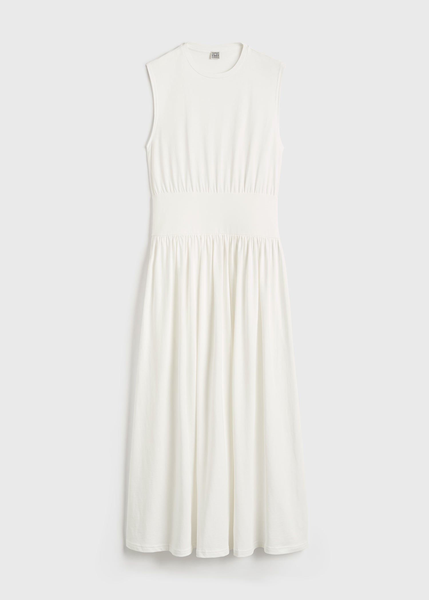 Sleeveless cotton tee dress off white