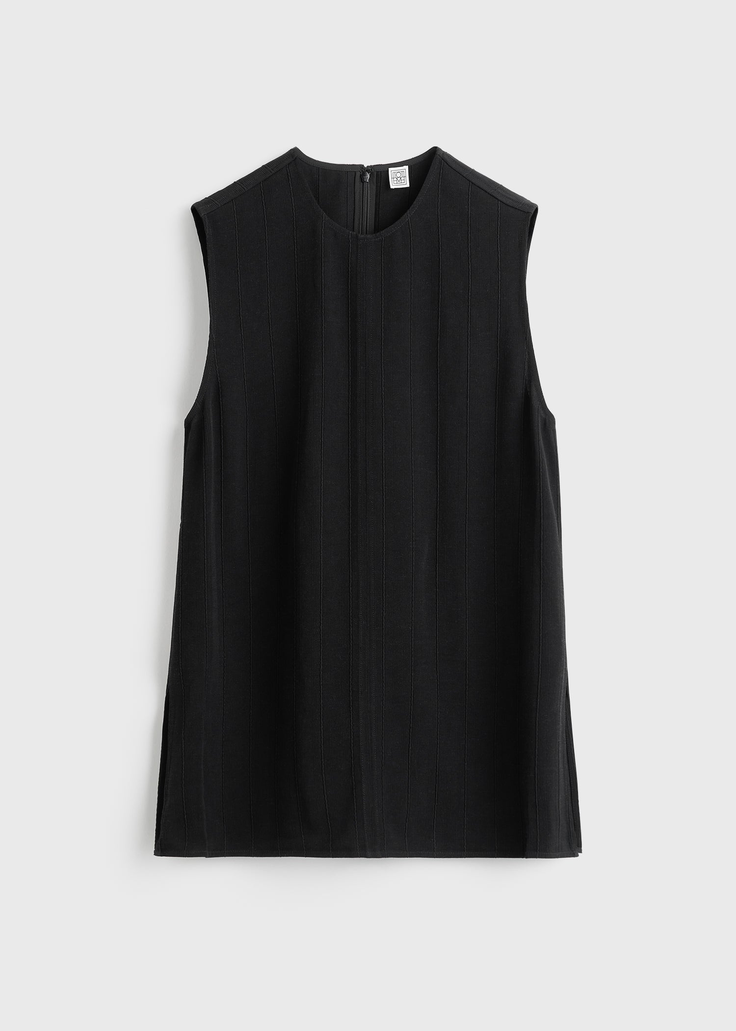 Woven stripe top black