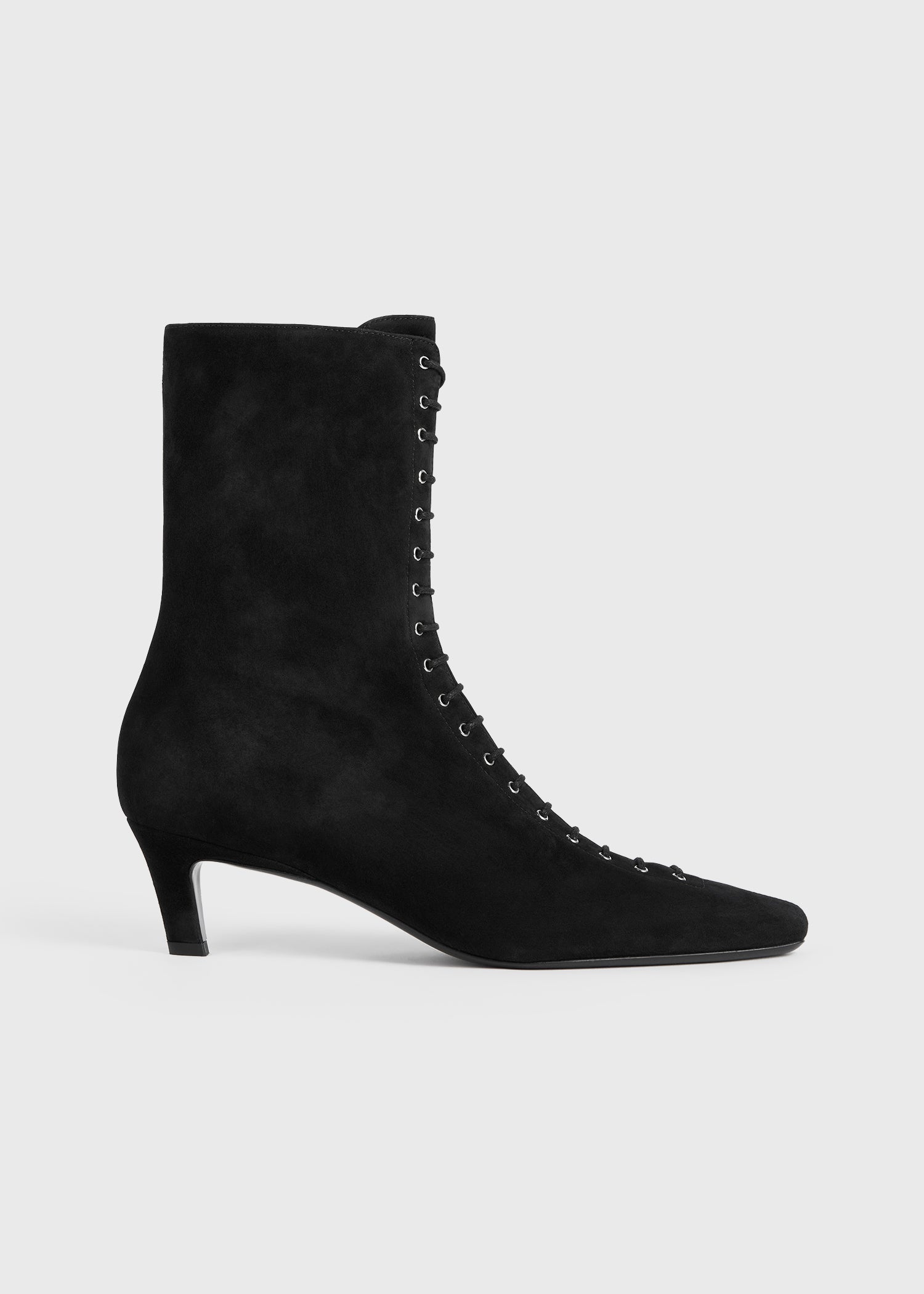 Suede lace-up boots black
