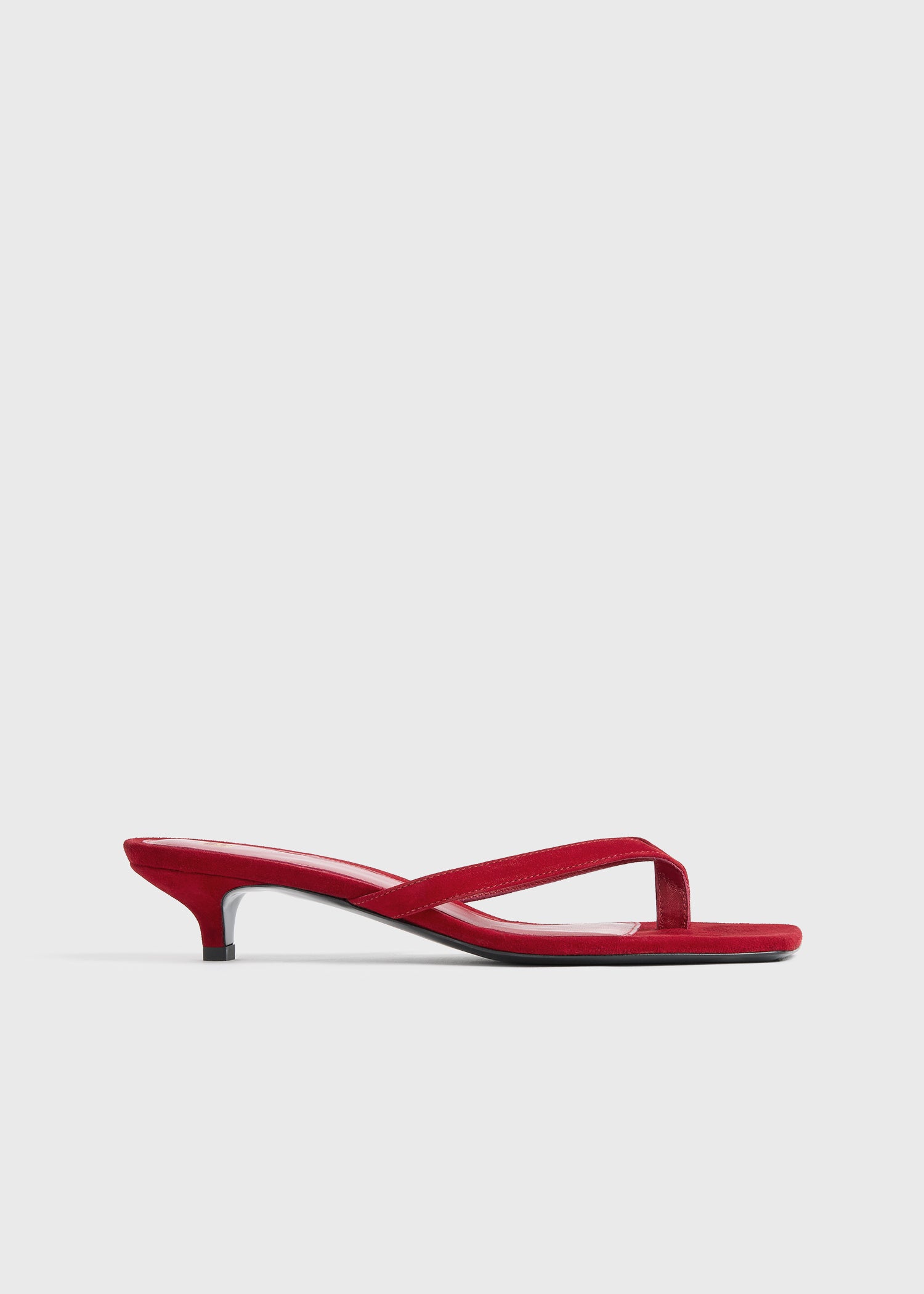 Suede heeled flip flops scarlet