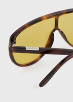 Shield aviator sunglasses dark havana