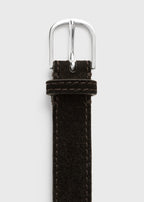 Slim suede trouser belt espresso