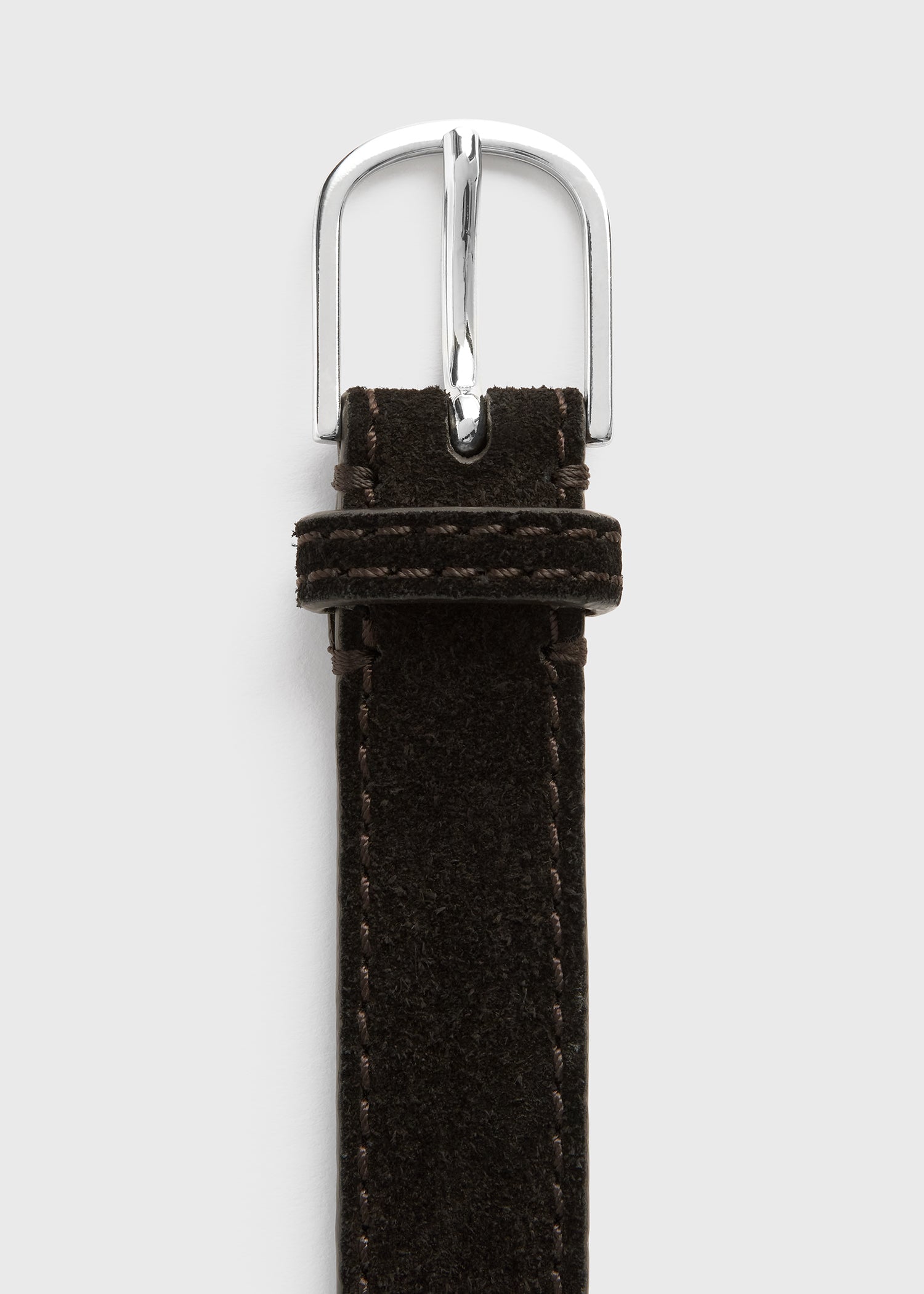 Slim suede trouser belt espresso