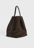 Belted suede tote brown