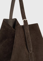 Belted suede tote brown