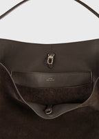 Belted suede tote brown