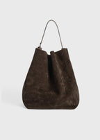 Belted suede tote brown