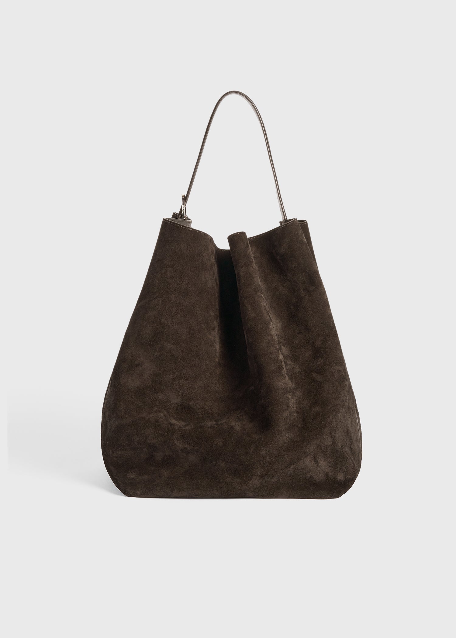 Belted suede tote brown