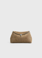 T-lock suede clutch tobacco