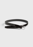 Slim croco-embossed belt chocolate
