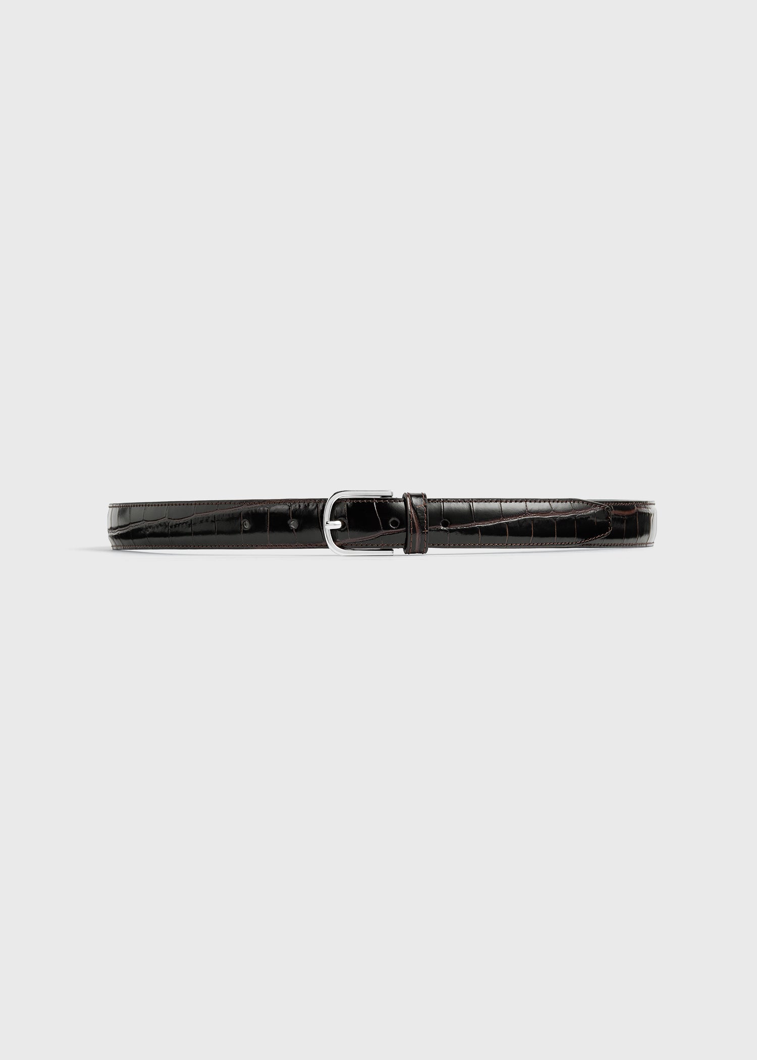 Slim croco-embossed belt chocolate – TOTEME