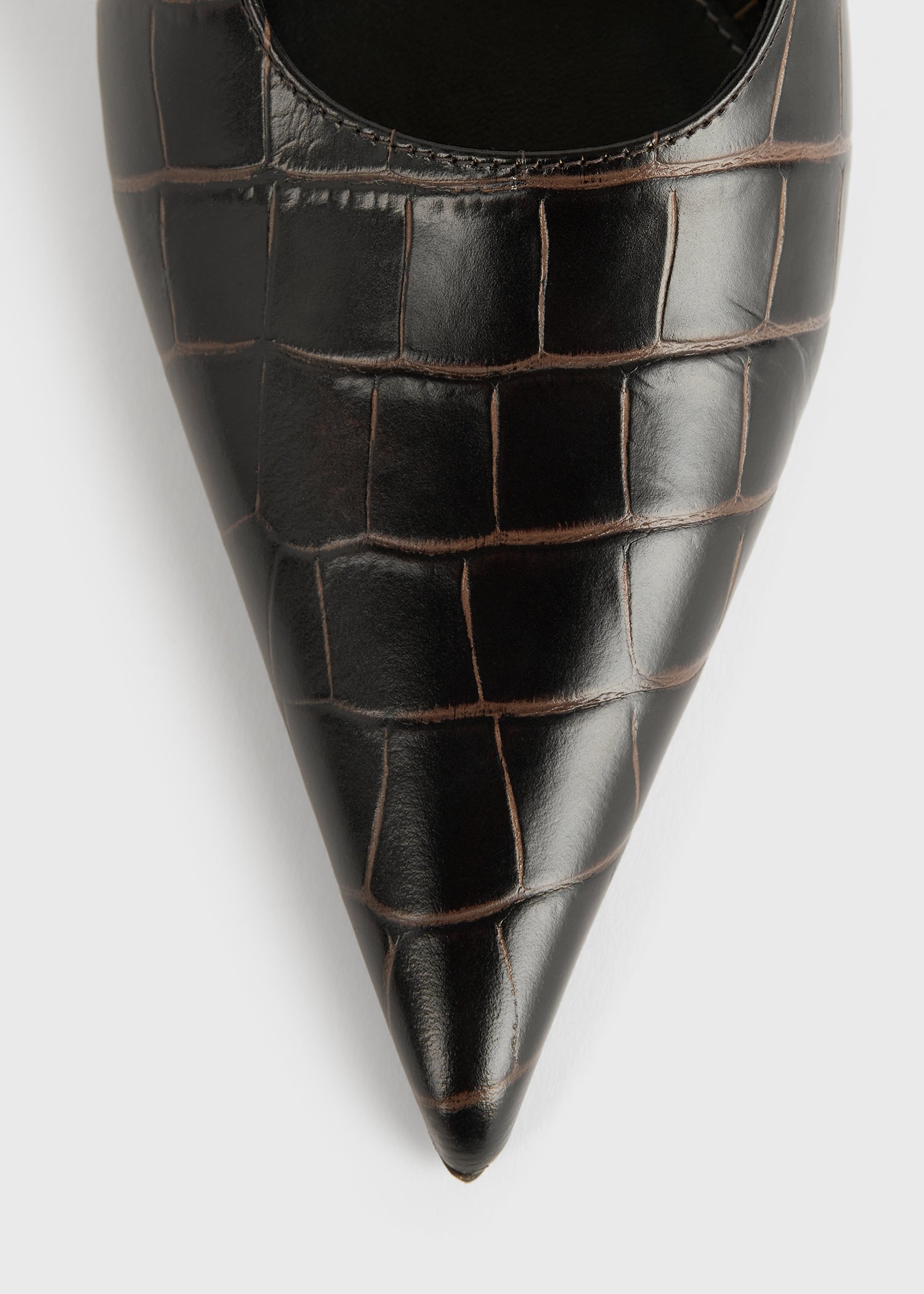 Classic croco-embossed slingbacks dark brown