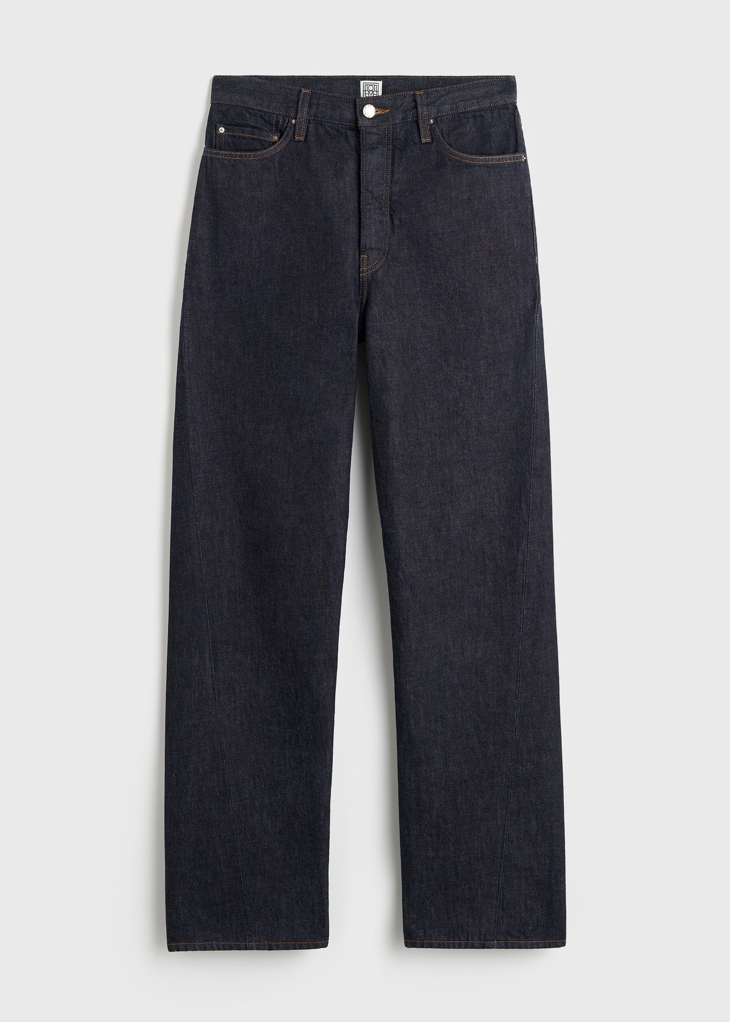 Twisted seam denim full length rinsed blue