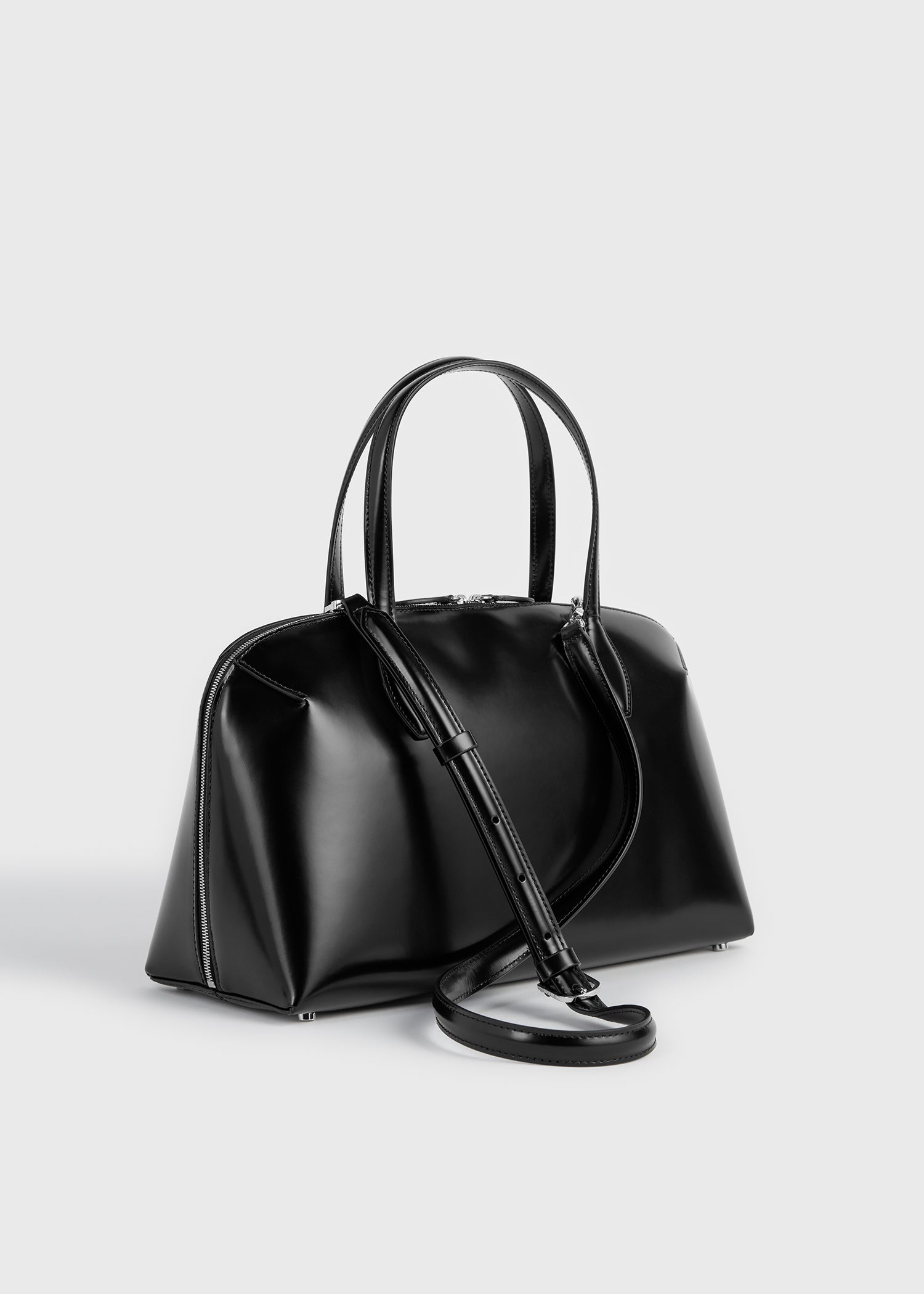 Medium box-leather day tote black