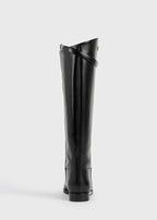 Box-leather riding boots black