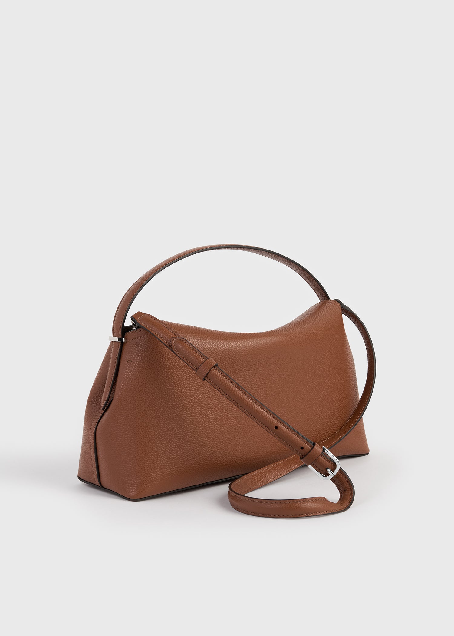 T-lock grained-leather top handle sienna – TOTEME