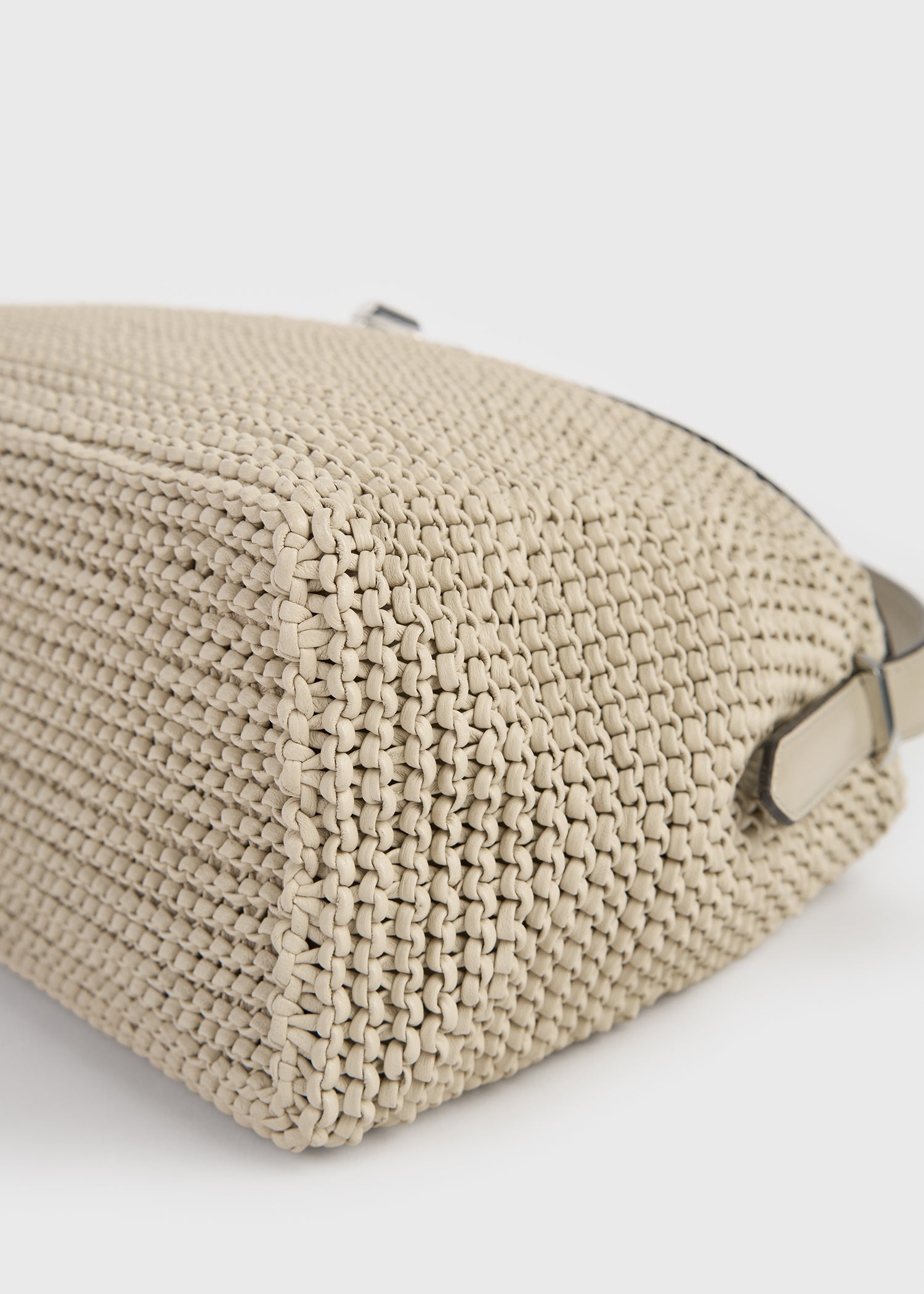 T-lock woven-leather top handle fawn