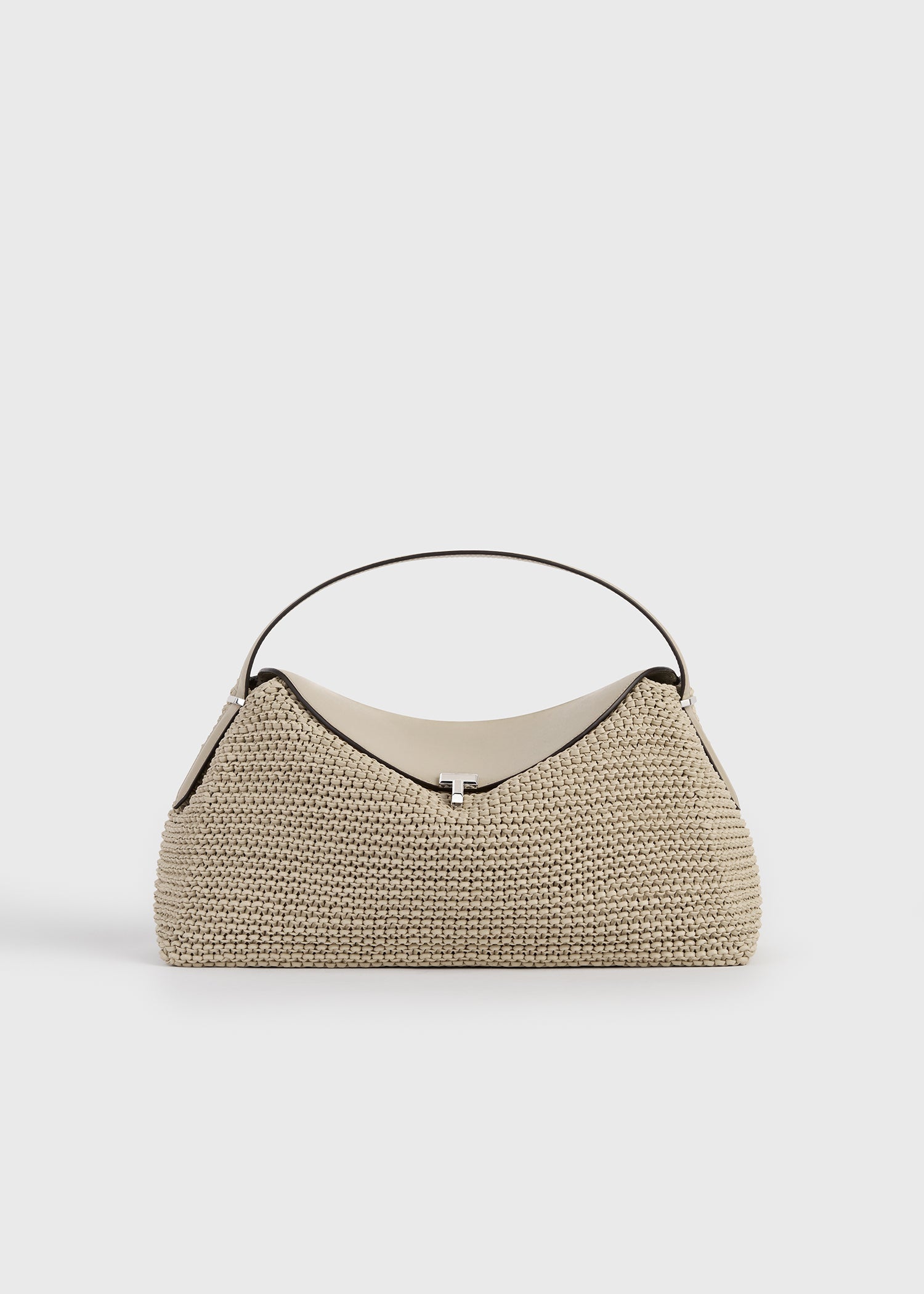 T-lock woven-leather top handle fawn