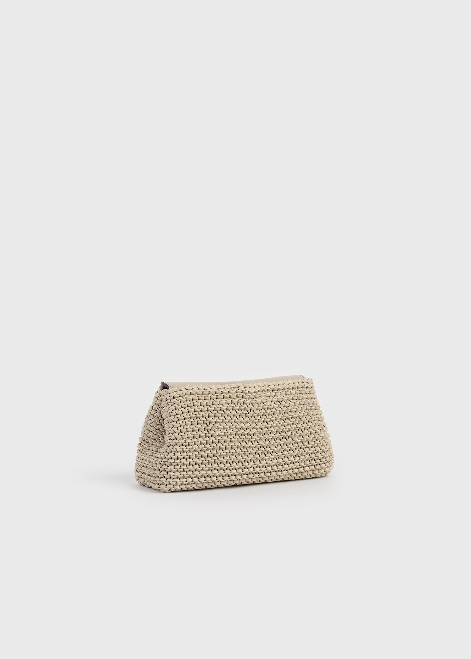 Mini T-lock woven-leather clutch fawn – TOTEME