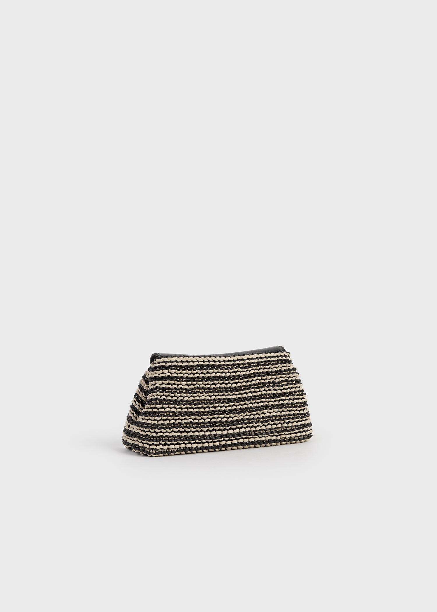 Mini T-lock woven-leather clutch black/sand