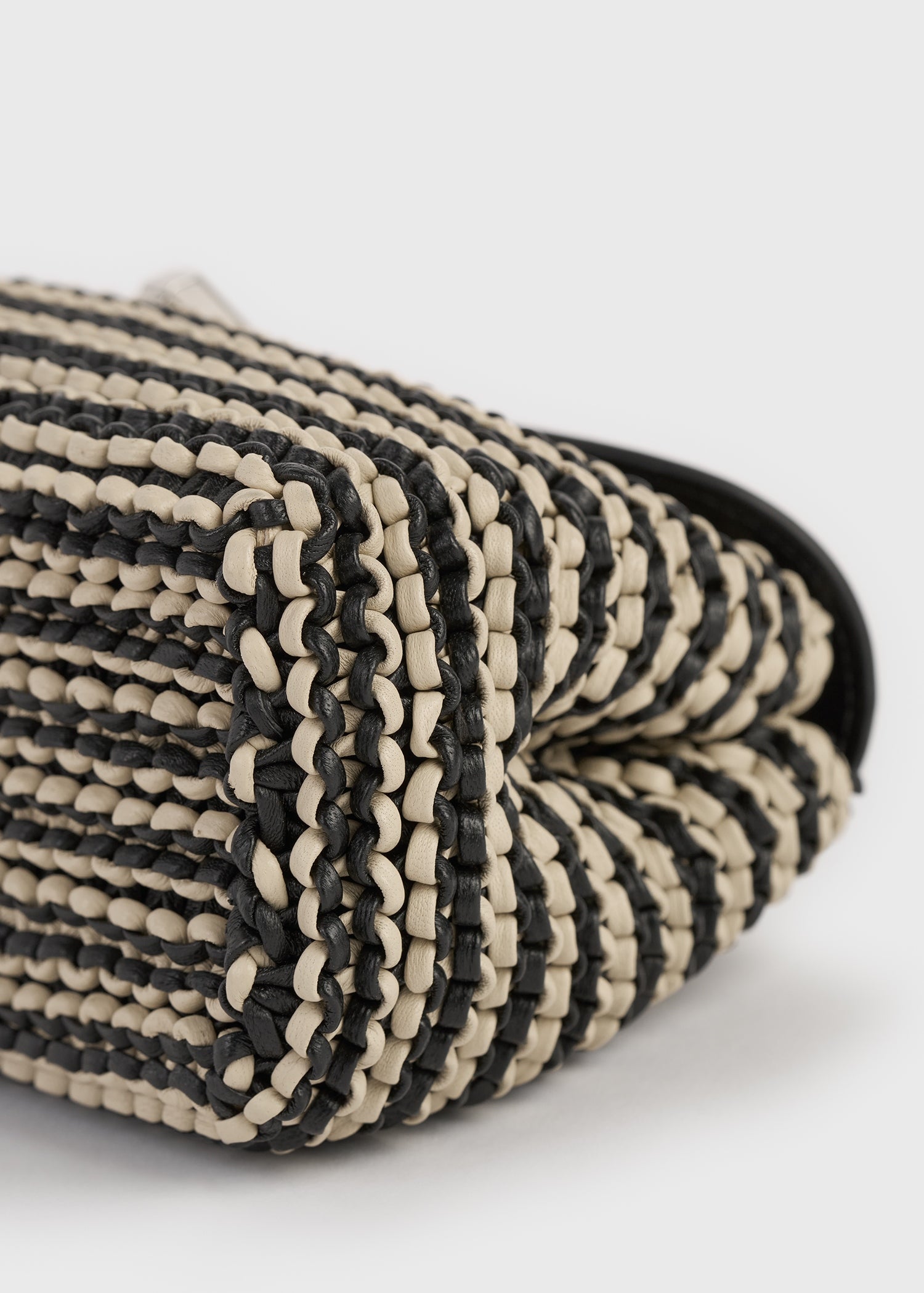 Mini T-lock woven-leather clutch black/sand