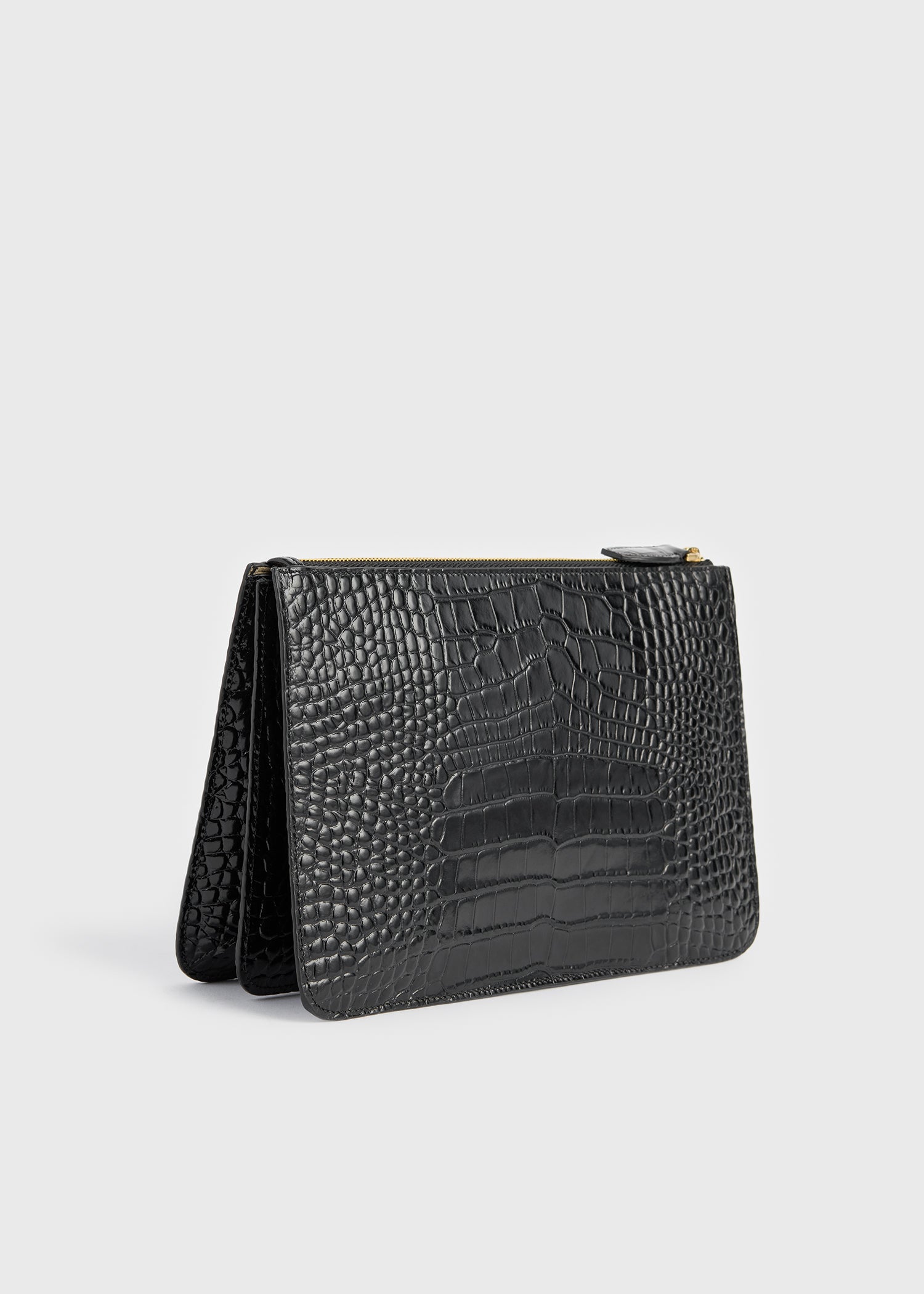 【値下げ】TOTEME ブラックベルト croco（クロコダイル） Threefold croco-embossed clutch black – TOTEME