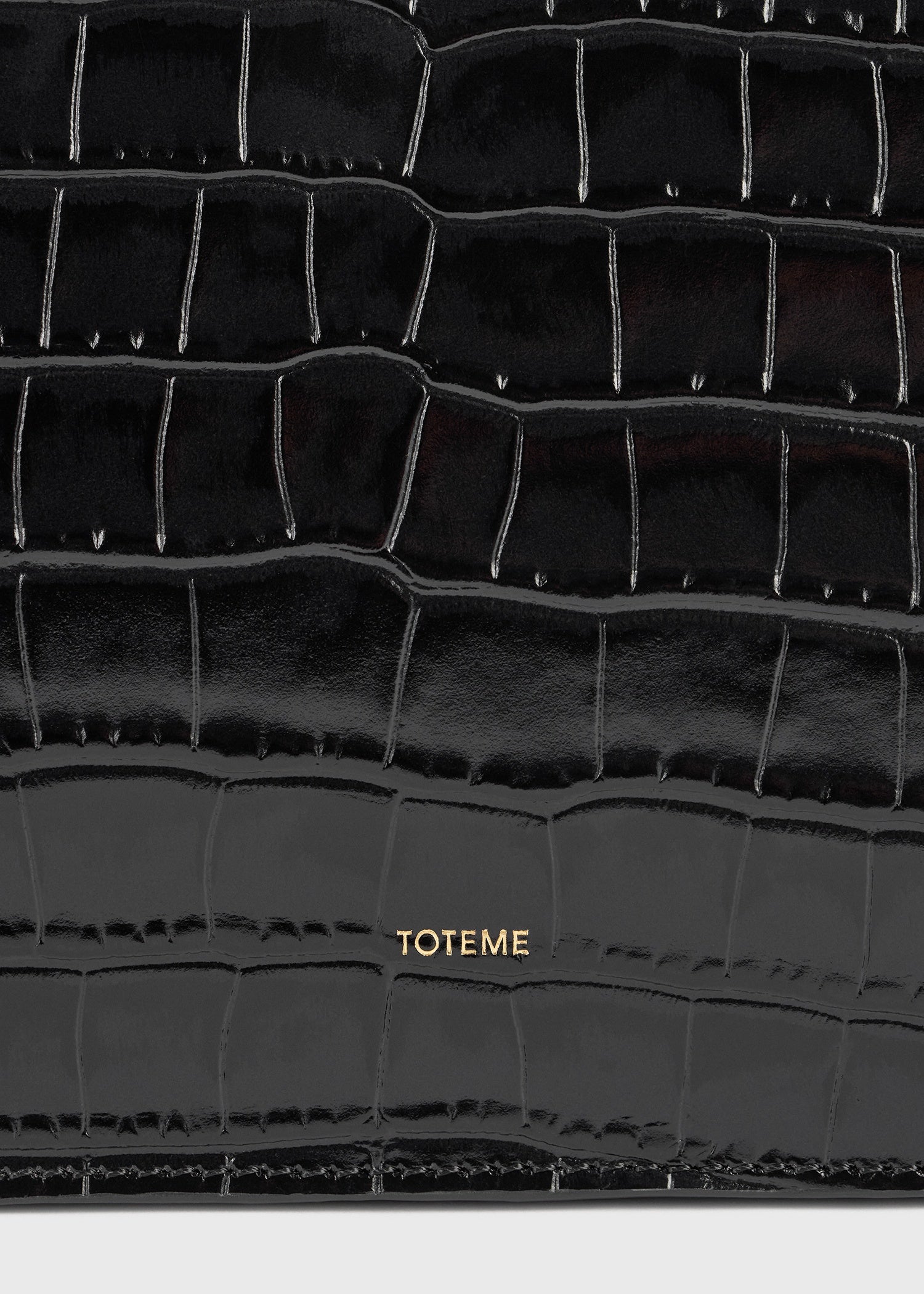 Threefold croco-embossed clutch black – TOTEME