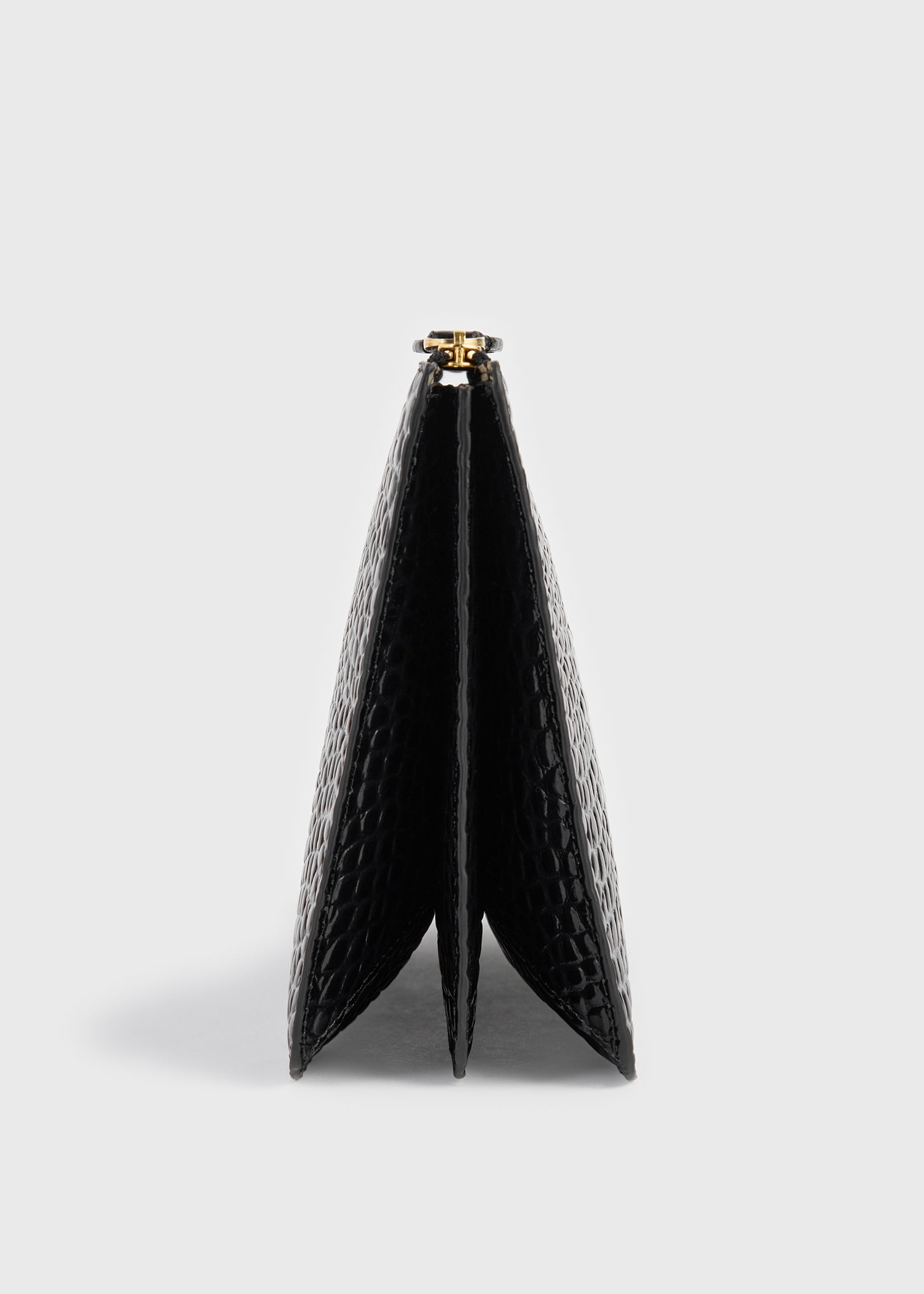 Threefold croco-embossed clutch black – TOTEME