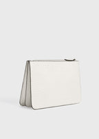 Threefold croco-embossed clutch off-white