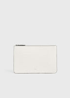 Threefold croco-embossed clutch off-white
