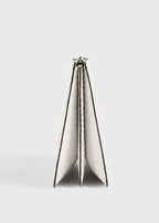Threefold croco-embossed clutch off-white