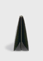 Threefold croco-embossed clutch dark green